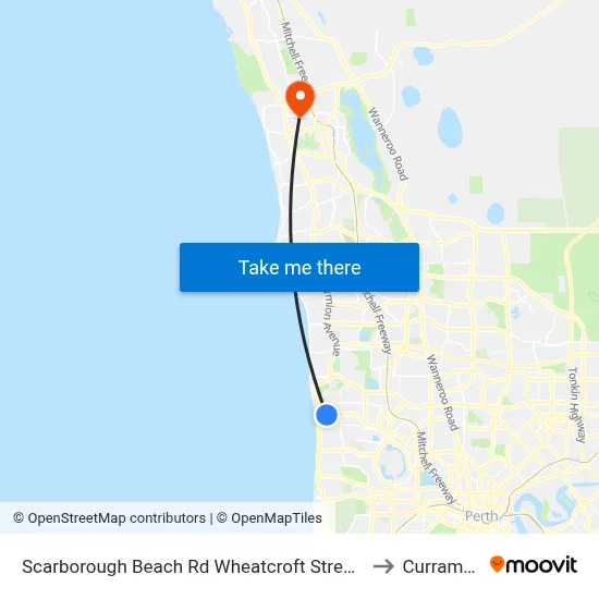 Scarborough Beach Rd Wheatcroft Street Cat Id 18 to Currambine map
