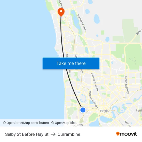 Selby St Before Hay St to Currambine map