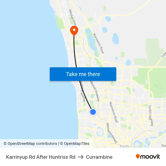 Karrinyup Rd After Huntriss Rd to Currambine map