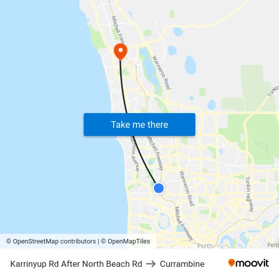 Karrinyup Rd After North Beach Rd to Currambine map