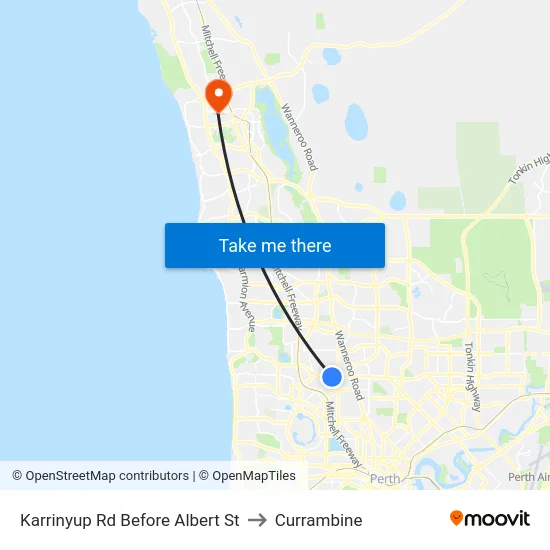 Karrinyup Rd Before Albert St to Currambine map