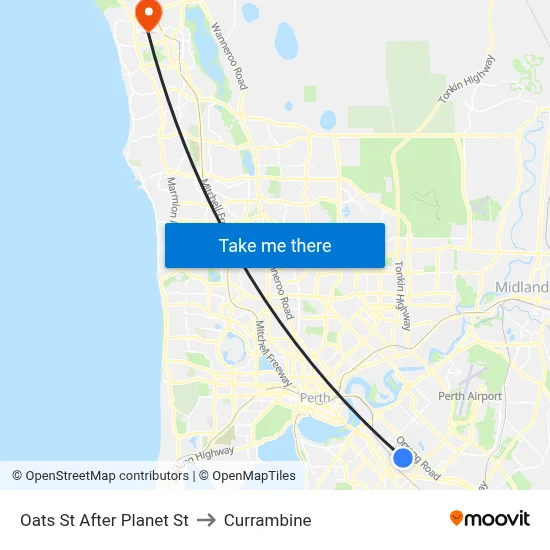 Oats St After Planet St to Currambine map