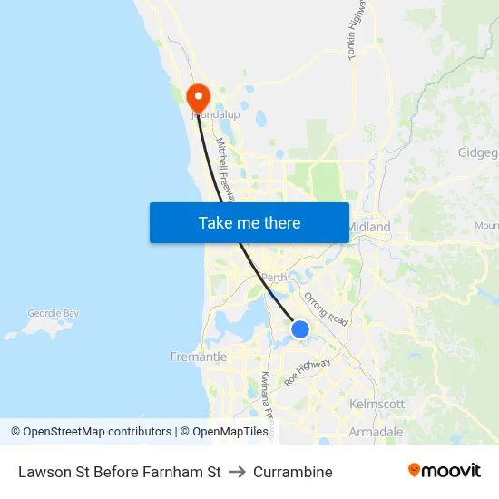 Lawson St Before Farnham St to Currambine map