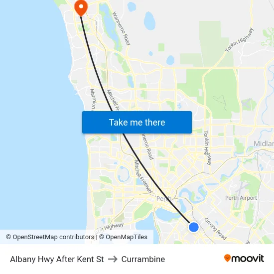 Albany Hwy After Kent St to Currambine map