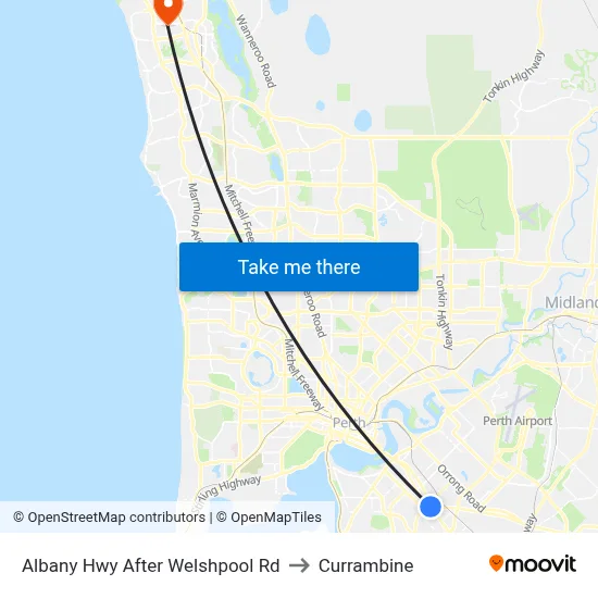 Albany Hwy After Welshpool Rd to Currambine map