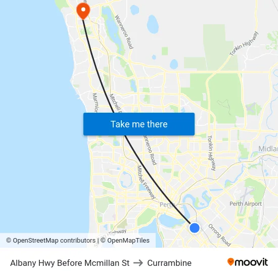 Albany Hwy Before Mcmillan St to Currambine map