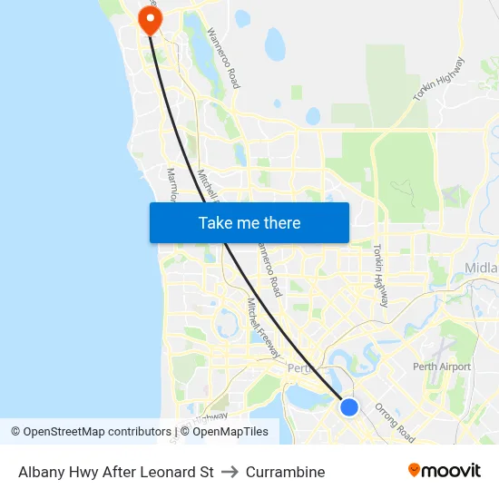 Albany Hwy After Leonard St to Currambine map