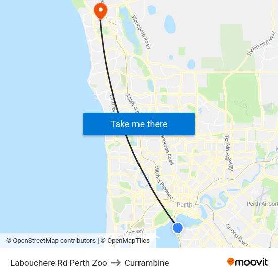 Labouchere Rd Perth Zoo to Currambine map