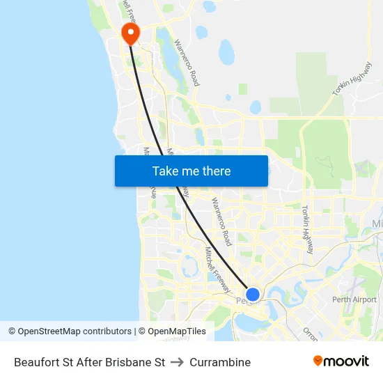 Beaufort St After Brisbane St to Currambine map