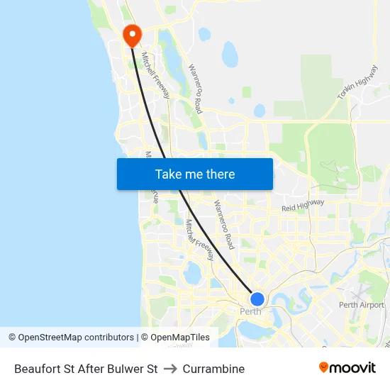 Beaufort St After Bulwer St to Currambine map