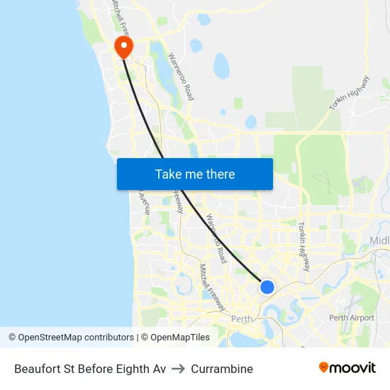 Beaufort St Before Eighth Av to Currambine map