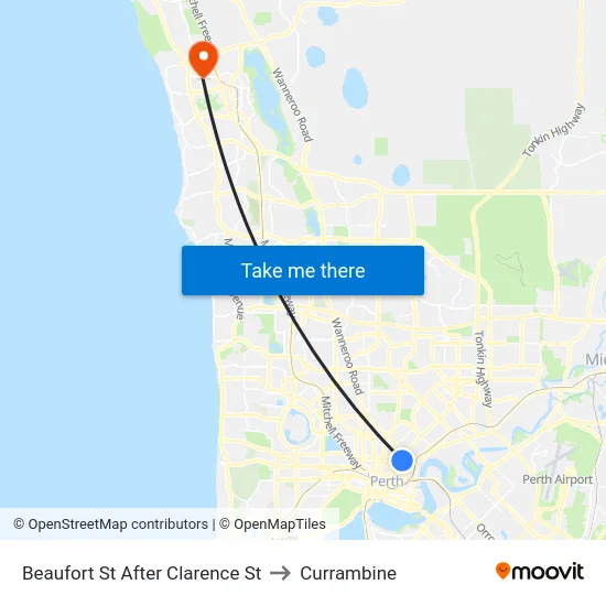 Beaufort St After Clarence St to Currambine map