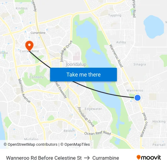 Wanneroo Rd Before Celestine St to Currambine map