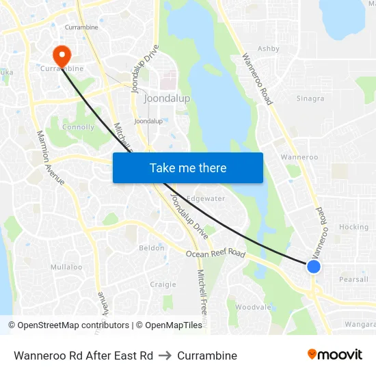 Wanneroo Rd After East Rd to Currambine map