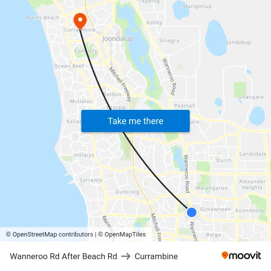 Wanneroo Rd After Beach Rd to Currambine map