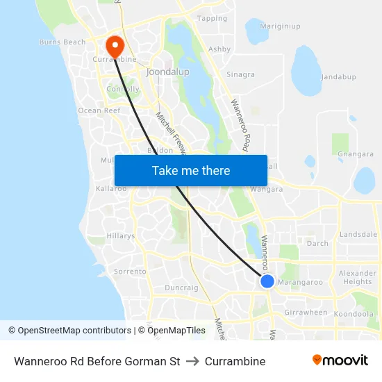 Wanneroo Rd Before Gorman St to Currambine map