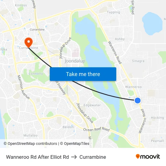 Wanneroo Rd After Elliot Rd to Currambine map