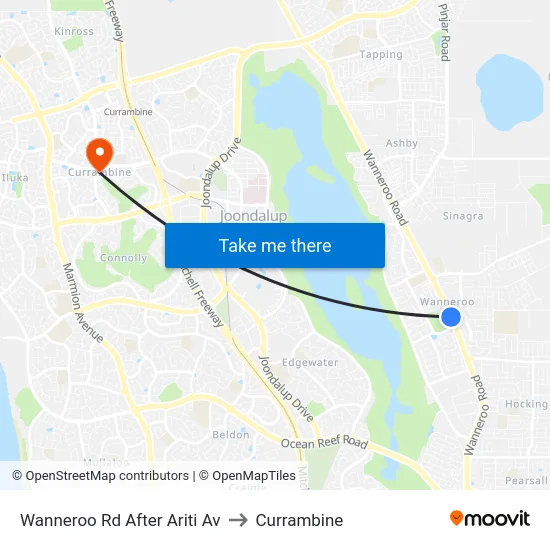 Wanneroo Rd After Ariti Av to Currambine map