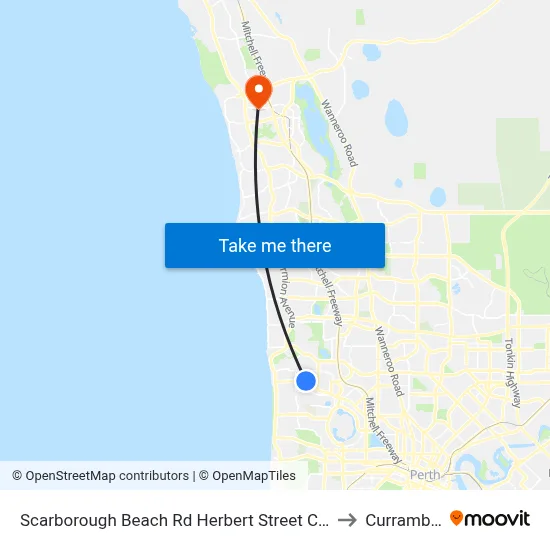 Scarborough Beach Rd Herbert Street Cat Id 27 to Currambine map