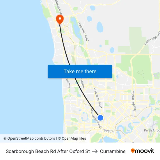 Scarborough Beach Rd After Oxford St to Currambine map