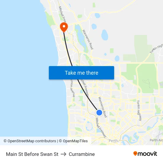 Main St Before Swan St to Currambine map