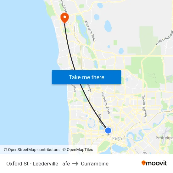 Oxford St - Leederville Tafe to Currambine map