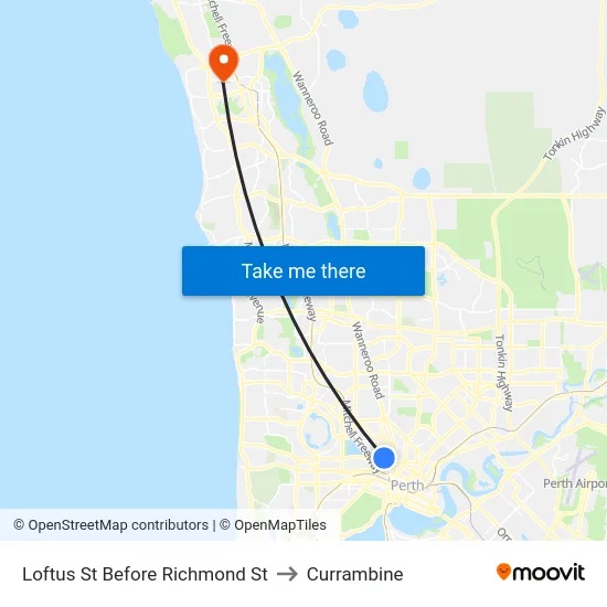 Loftus St Before Richmond St to Currambine map