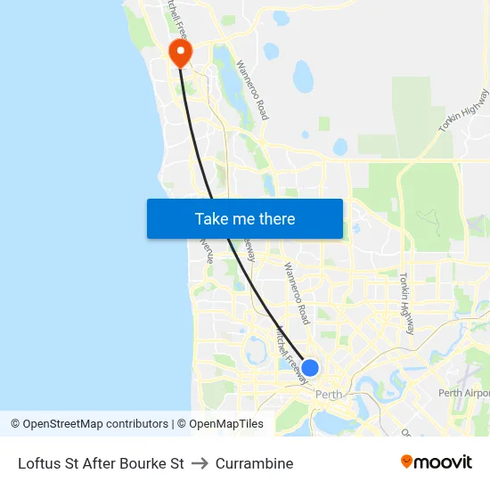 Loftus St After Bourke St to Currambine map