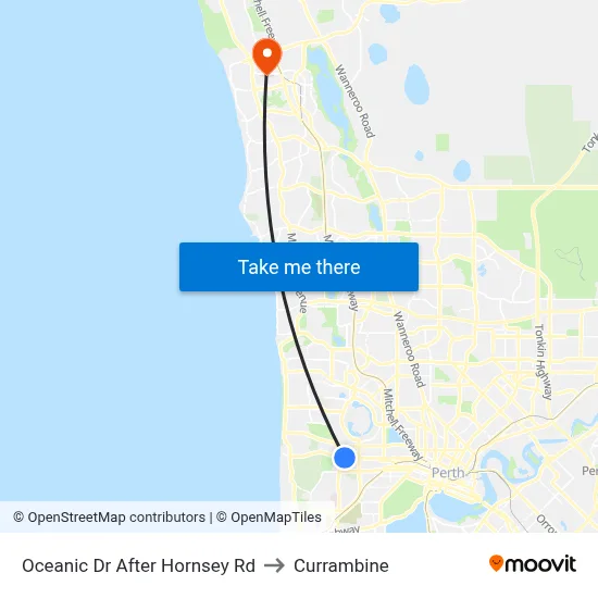 Oceanic Dr After Hornsey Rd to Currambine map