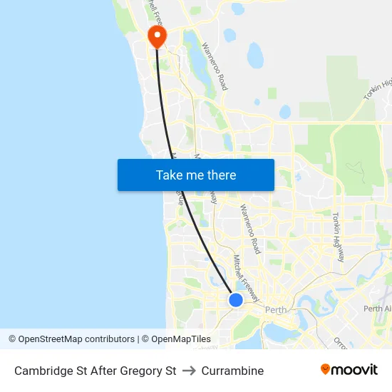 Cambridge St After Gregory St to Currambine map