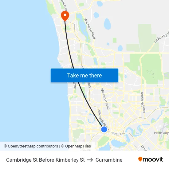 Cambridge St Before Kimberley St to Currambine map