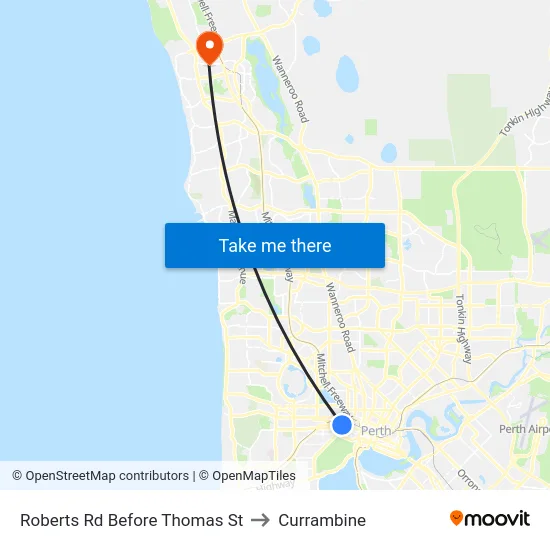 Roberts Rd Before Thomas St to Currambine map