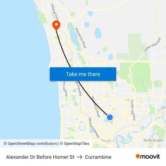 Alexander Dr Before Homer St to Currambine map