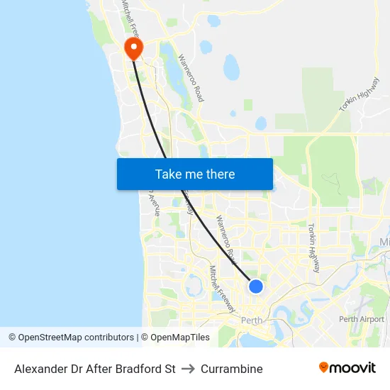 Alexander Dr After Bradford St to Currambine map