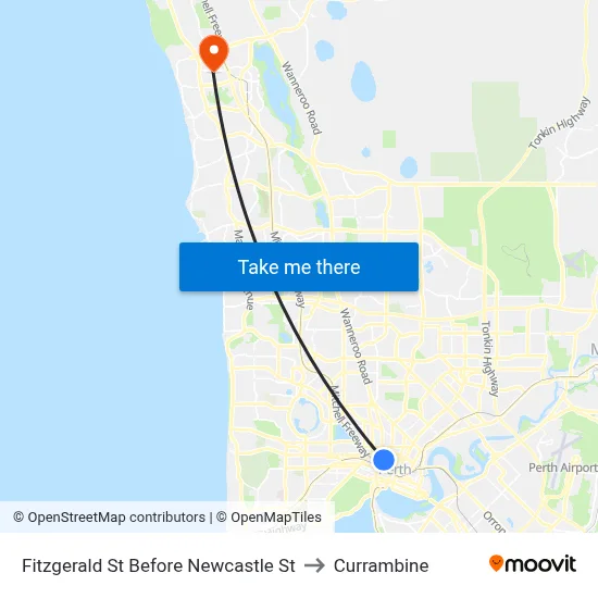 Fitzgerald St Before Newcastle St to Currambine map