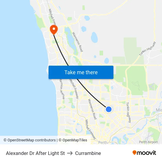 Alexander Dr After Light St to Currambine map