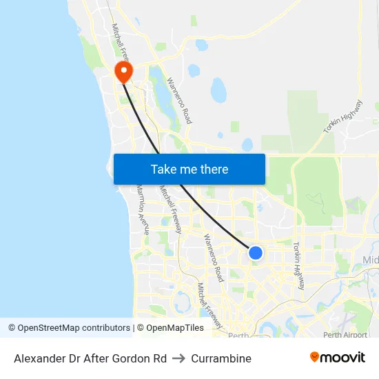 Alexander Dr After Gordon Rd to Currambine map