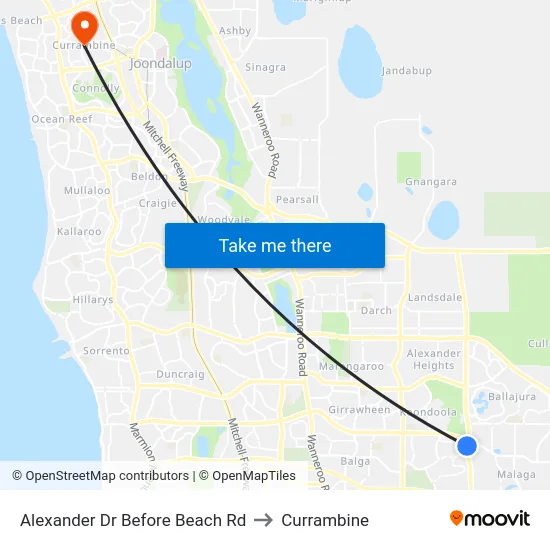 Alexander Dr Before Beach Rd to Currambine map