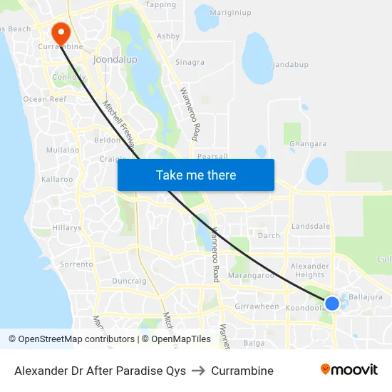 Alexander Dr After Paradise Qys to Currambine map