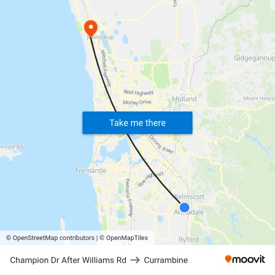 Champion Dr After Williams Rd to Currambine map