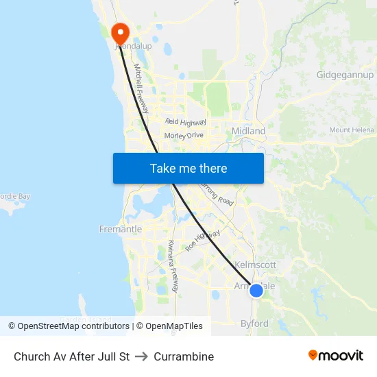 Church Av After Jull St to Currambine map