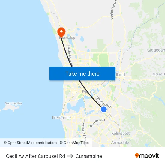 Cecil Av After Carousel Rd to Currambine map