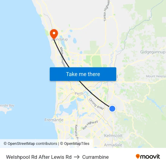 Welshpool Rd After Lewis Rd to Currambine map