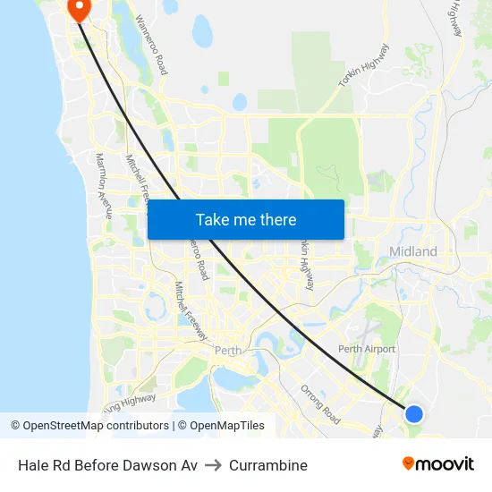 Hale Rd Before Dawson Av to Currambine map