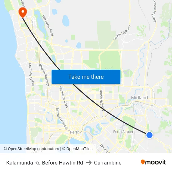 Kalamunda Rd Before Hawtin Rd to Currambine map