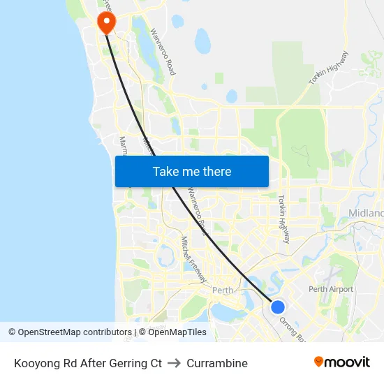 Kooyong Rd After Gerring Ct to Currambine map