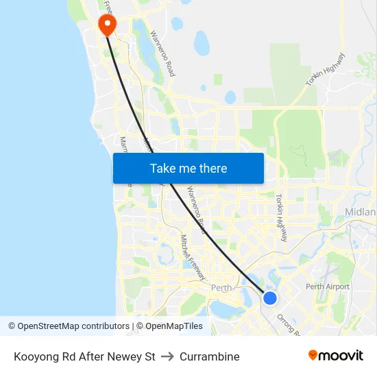 Kooyong Rd After Newey St to Currambine map
