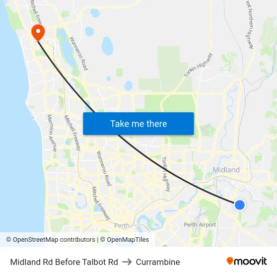 Midland Rd Before Talbot Rd to Currambine map