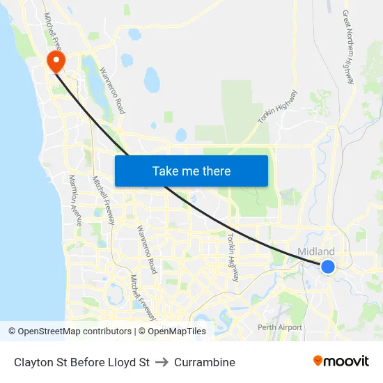 Clayton St Before Lloyd St to Currambine map