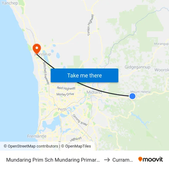 Mundaring Prim Sch   Mundaring Primary School to Currambine map